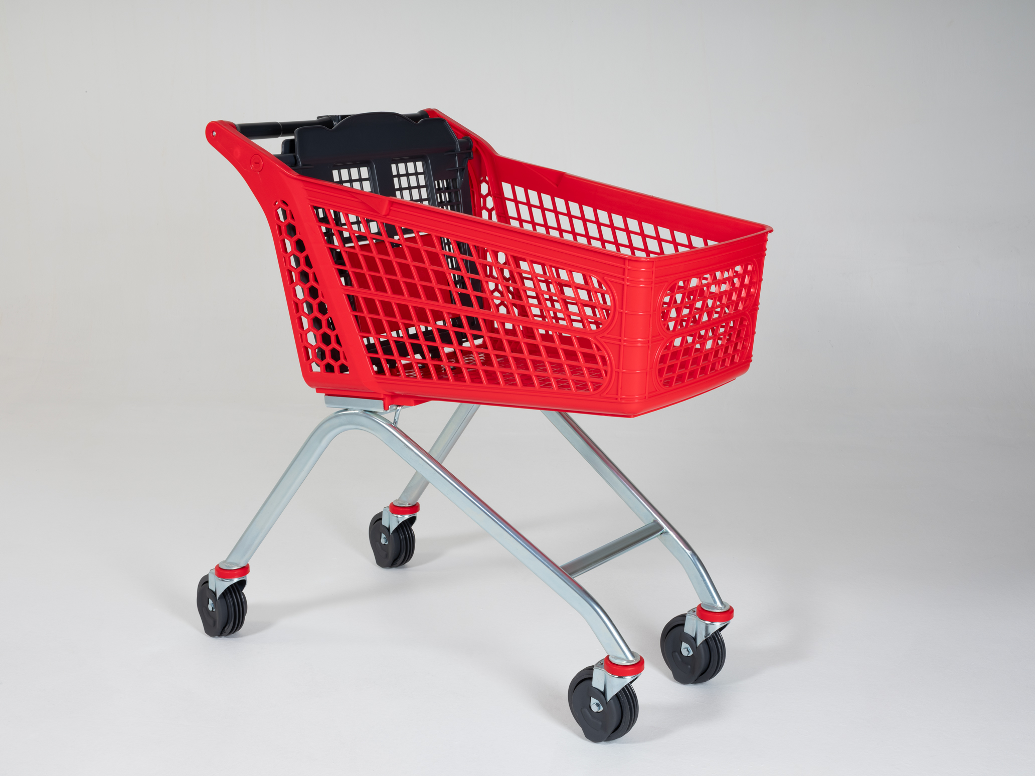 100 LT Profil Ayak Plastik Market Arabası / Kırmızı