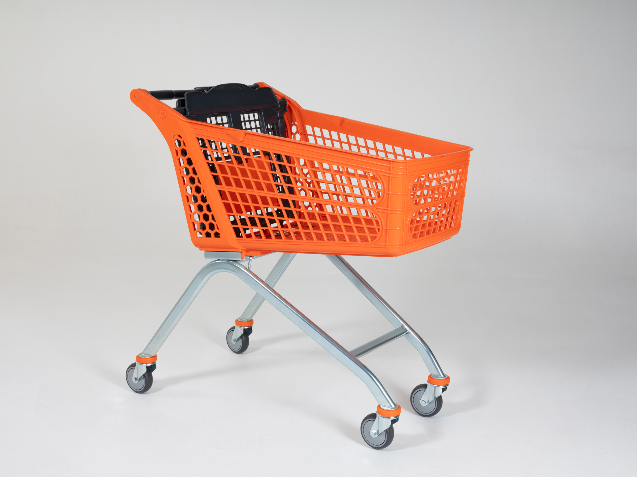 100 LT Profil Ayak Plastik Market Arabası / Turuncu