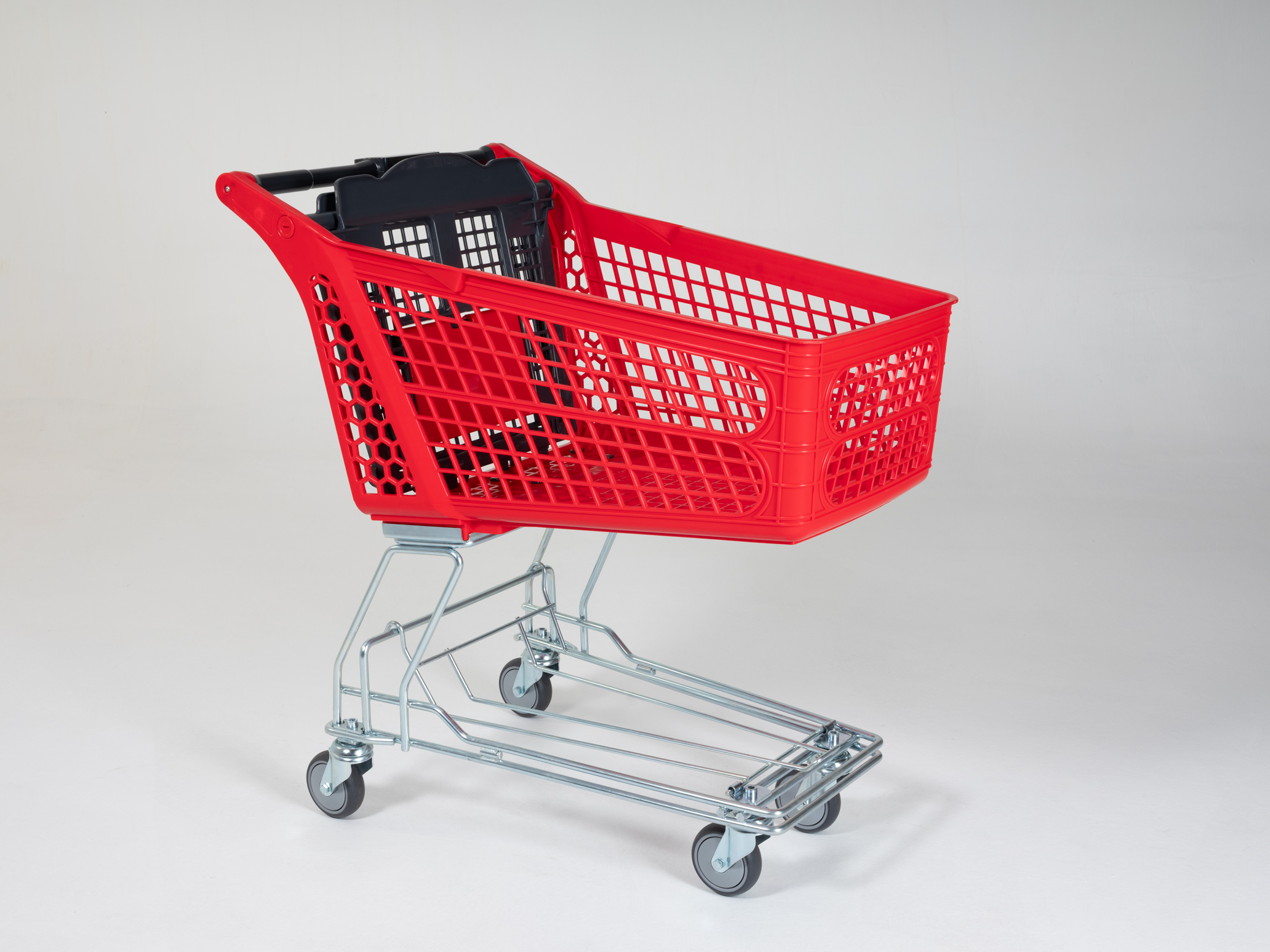 100 LT Tel Ayak Plastik Market Arabası / Kırmızı