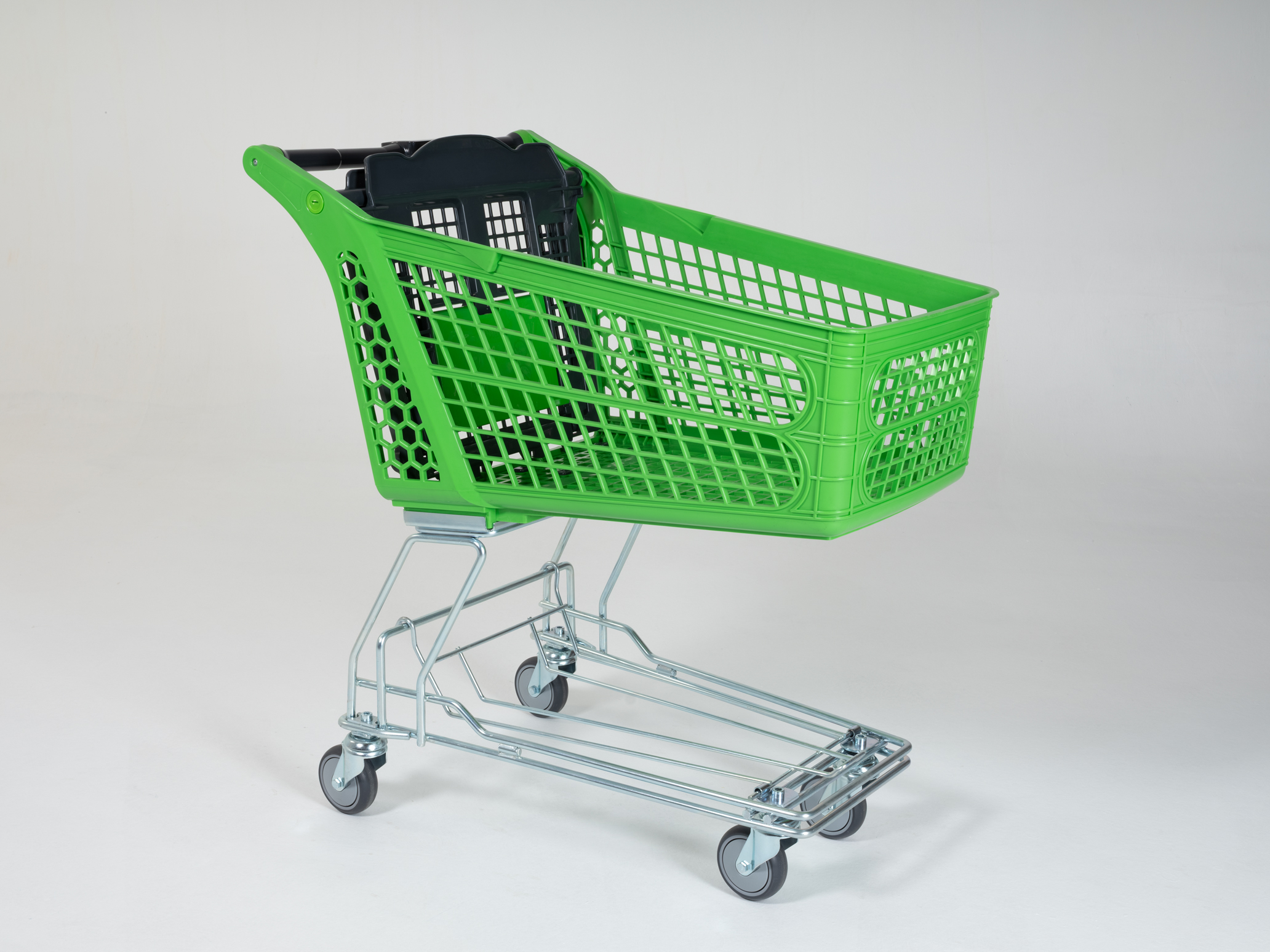 100 LT Tel Ayak Plastik Market Arabası / Yeşil 